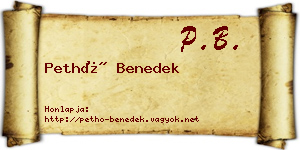 Pethő Benedek névjegykártya
